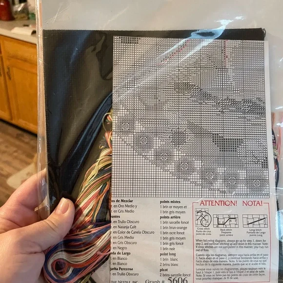 Cat Cross-Stitch Kit - Black, White, Tan - Picture 2 of 2